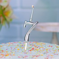Свеча декоративная Цифра "7" Серебро 