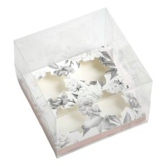 Коробка на 4 капкейка с прозрачной крышкой "With love" 16х16х11,5 см 6940265