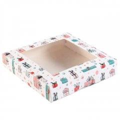 Коробка для сладостей с окном "Подарки" 16х16х3см 4432290