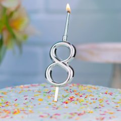Свеча декоративная Цифра "8" Серебро 